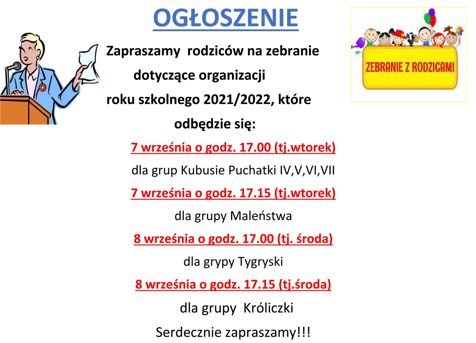 OGŁOSZENIE ZEBRANIE